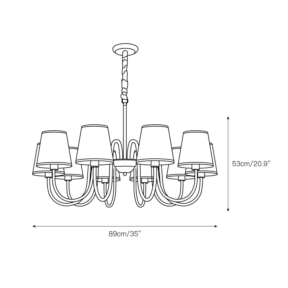 Ember Oak & Co. Aged Stacey Chandelier — Solid Brass Finish