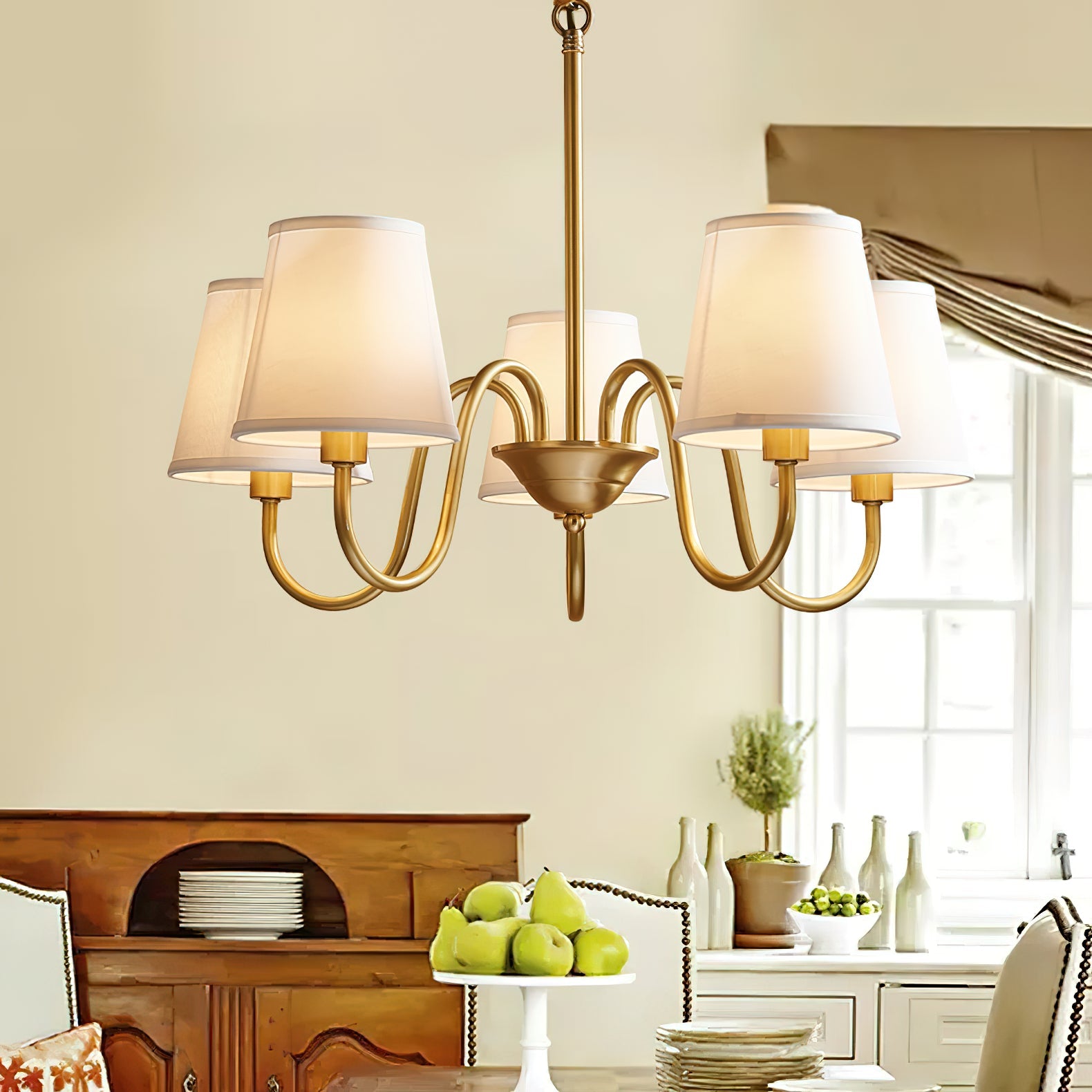 Ember Oak & Co. Aged Stacey Chandelier — Solid Brass Finish