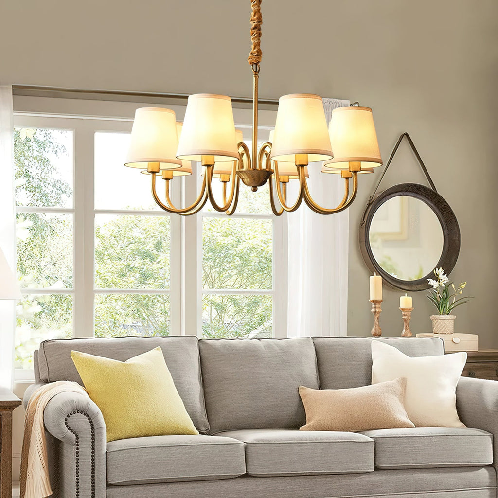 Ember Oak & Co. Aged Stacey Chandelier — Solid Brass Finish