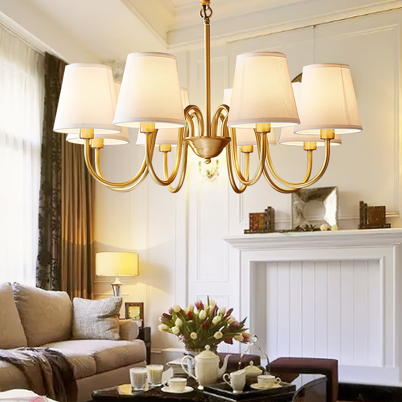 Ember Oak & Co. Aged Stacey Chandelier — Solid Brass Finish
