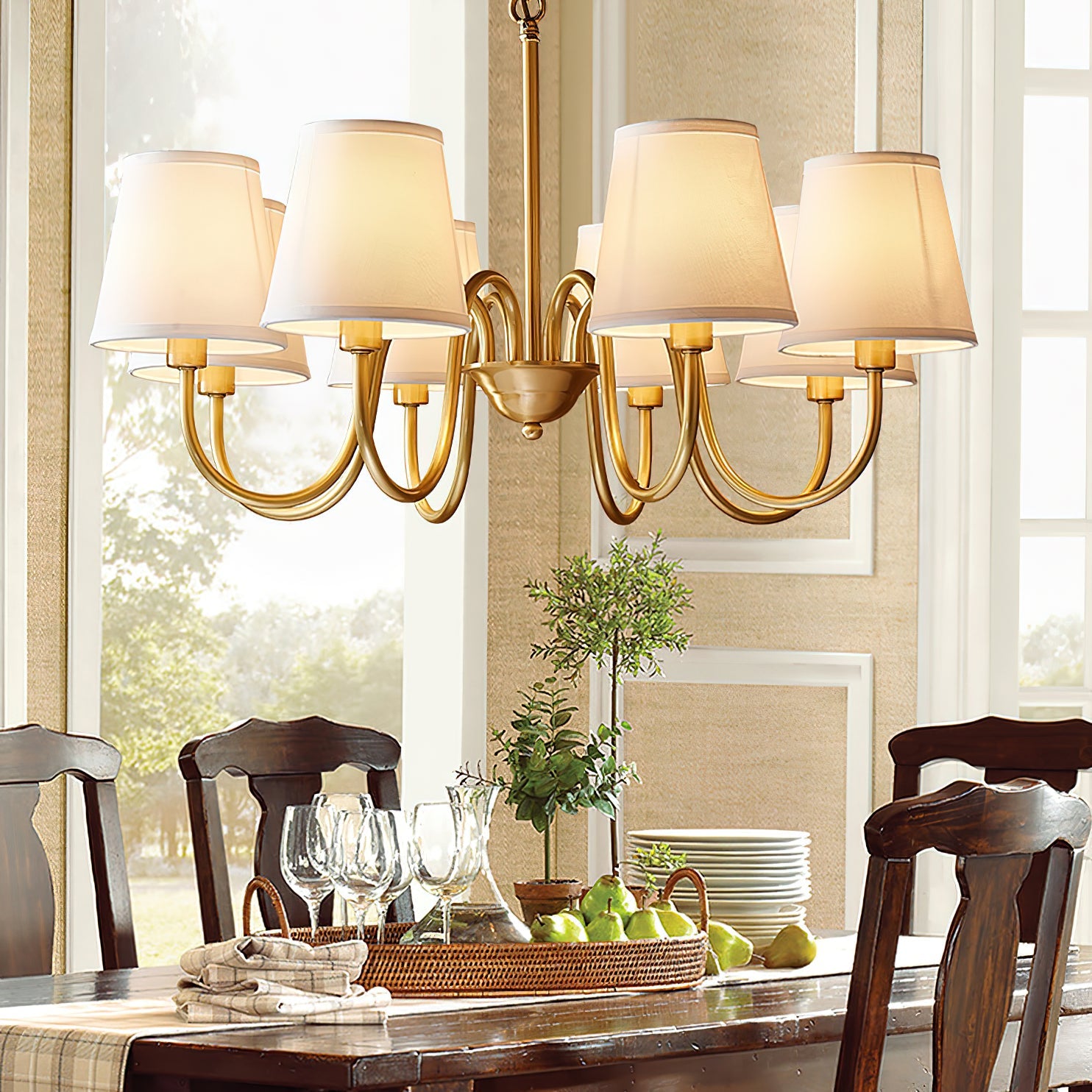 Ember Oak & Co. Aged Stacey Chandelier — Solid Brass Finish