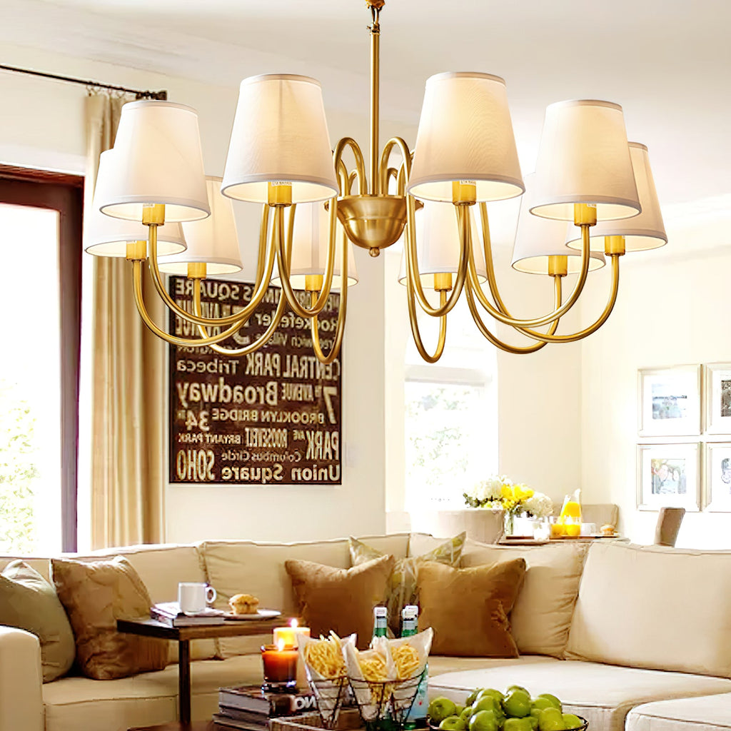 Ember Oak & Co. Aged Stacey Chandelier — Solid Brass Finish
