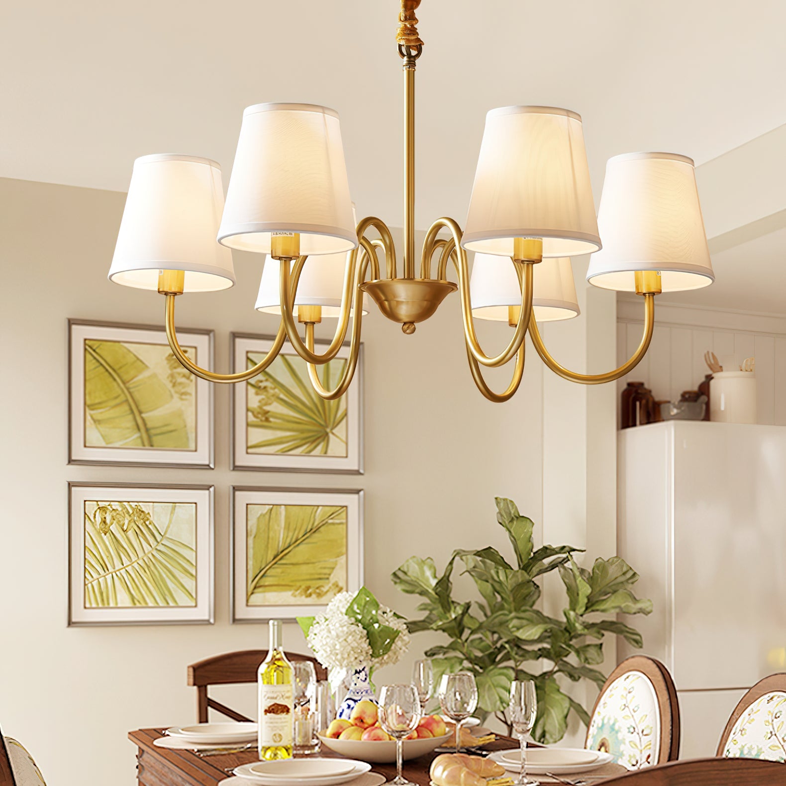 Ember Oak & Co. Aged Stacey Chandelier — Solid Brass Finish
