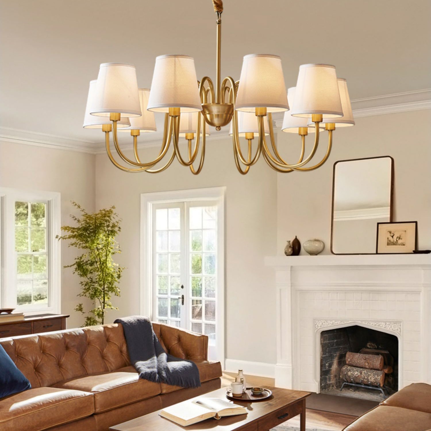 Ember Oak & Co. Aged Stacey Chandelier — Solid Brass Finish