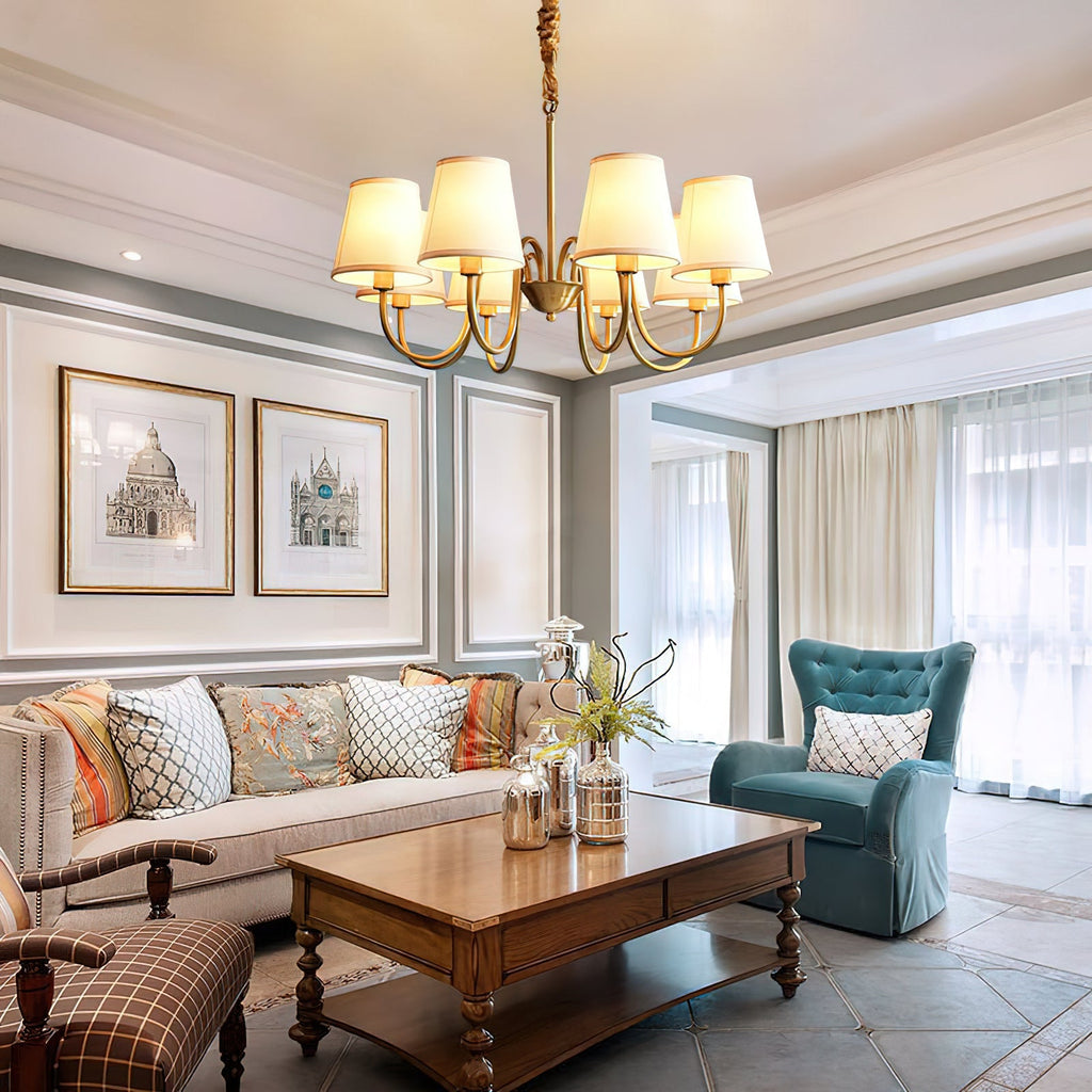 Ember Oak & Co. Aged Stacey Chandelier — Solid Brass Finish