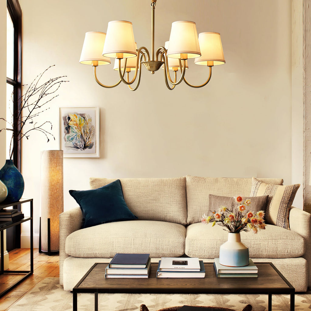 Ember Oak & Co. Aged Stacey Chandelier — Solid Brass Finish