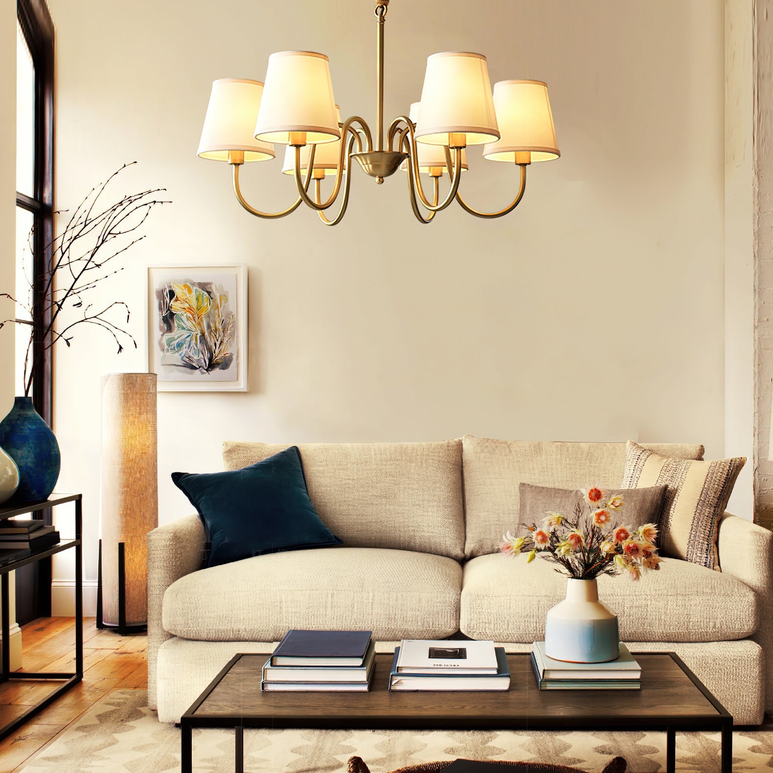 Ember Oak & Co. Aged Stacey Chandelier — Solid Brass Finish