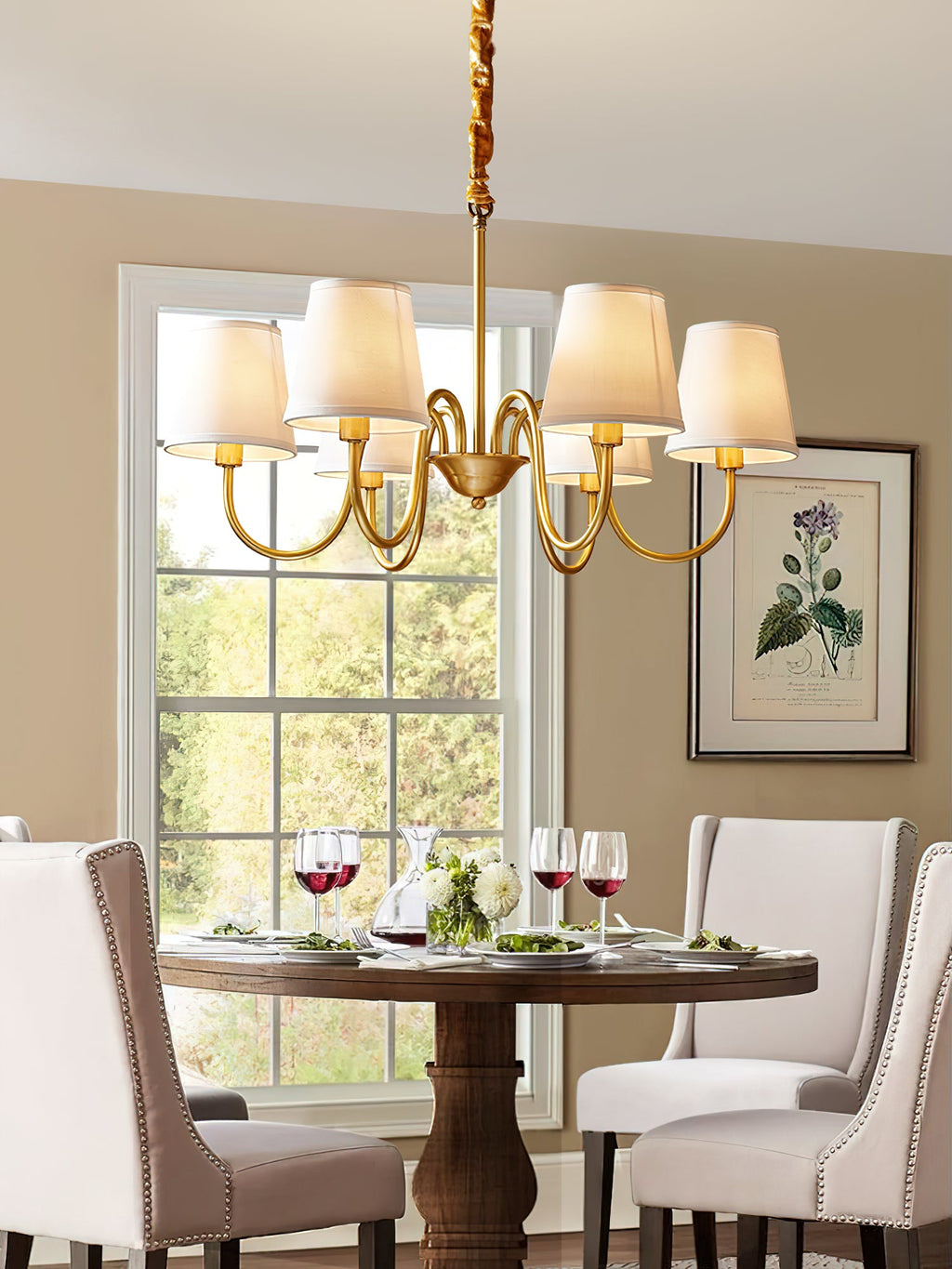 Ember Oak & Co. Aged Stacey Chandelier — Solid Brass Finish
