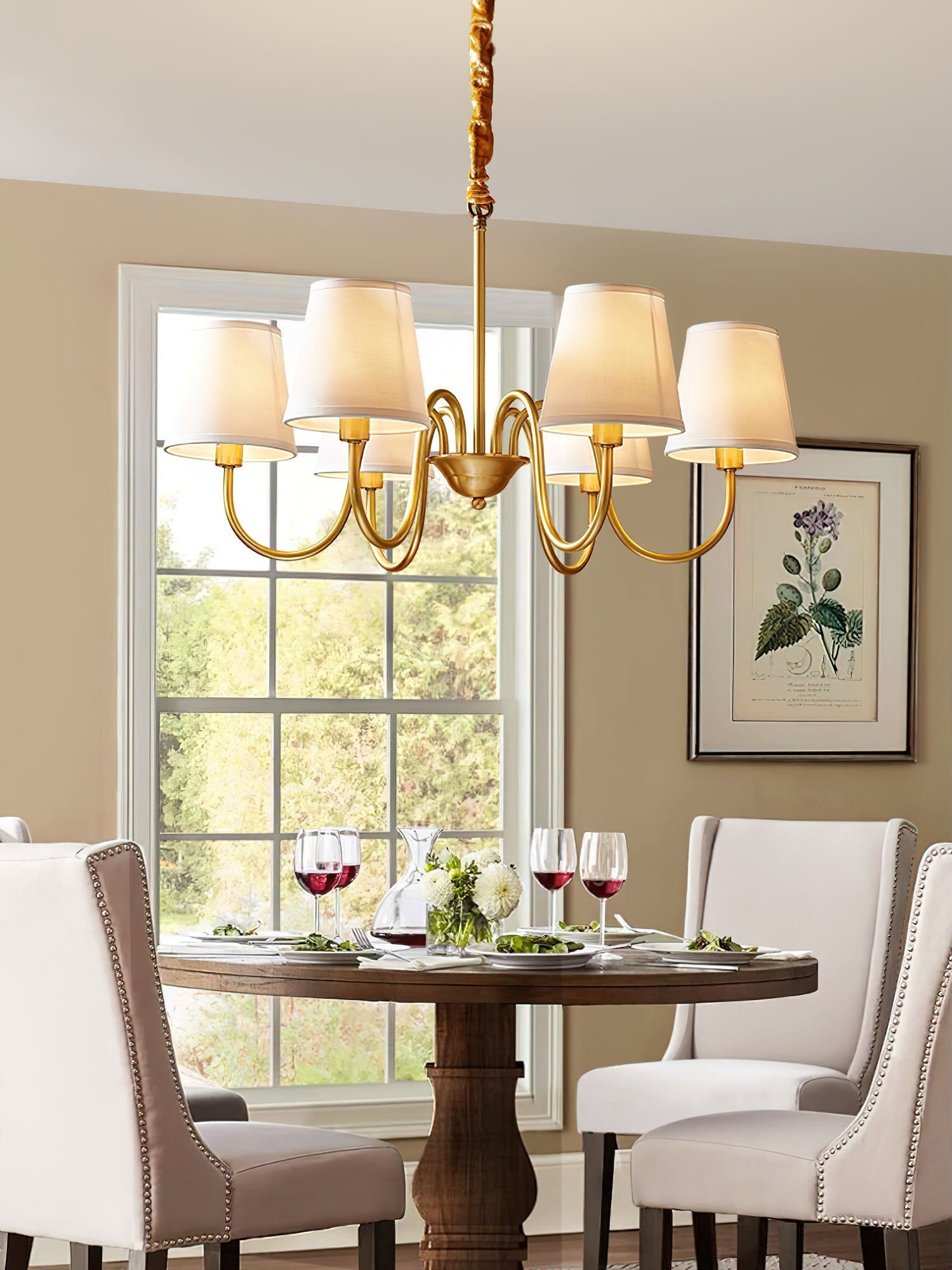 Ember Oak & Co. Aged Stacey Chandelier — Solid Brass Finish