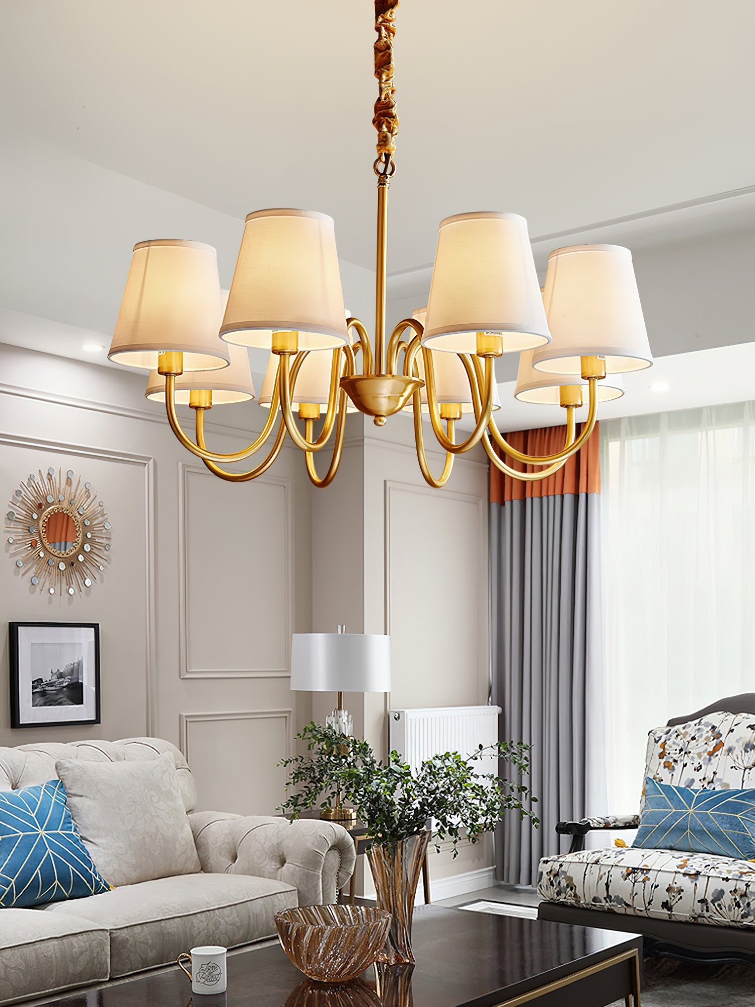 Ember Oak & Co. Aged Stacey Chandelier — Solid Brass Finish