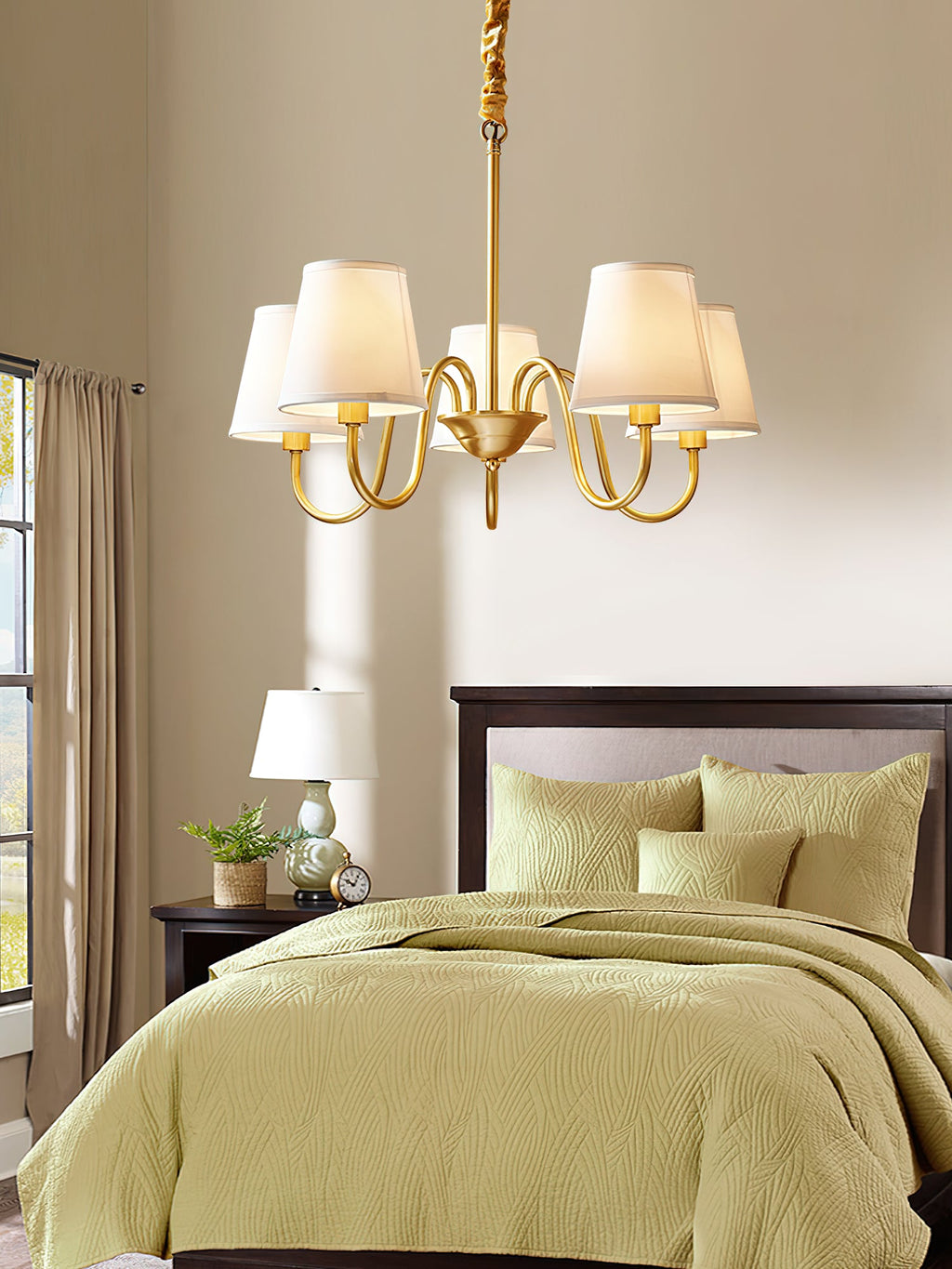 Ember Oak & Co. Aged Stacey Chandelier — Solid Brass Finish