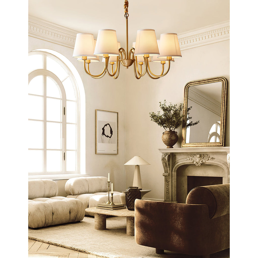 Ember Oak & Co. Aged Stacey Chandelier — Solid Brass Finish