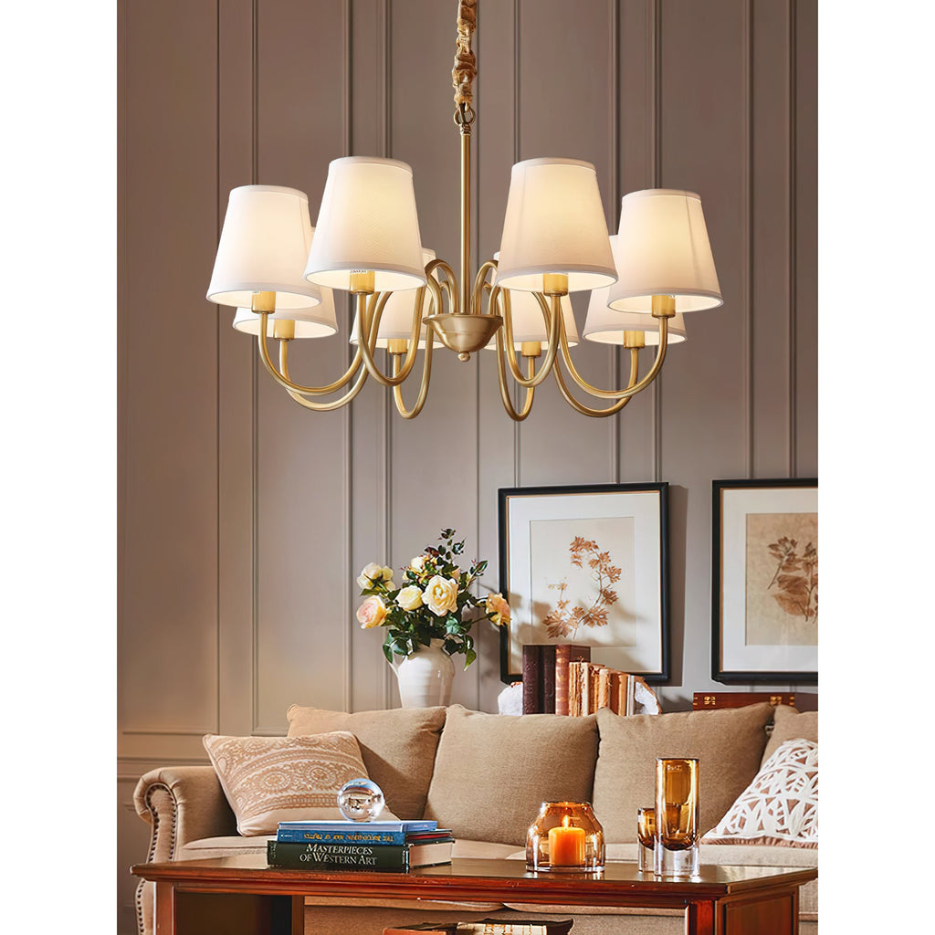 Ember Oak & Co. Aged Stacey Chandelier — Solid Brass Finish