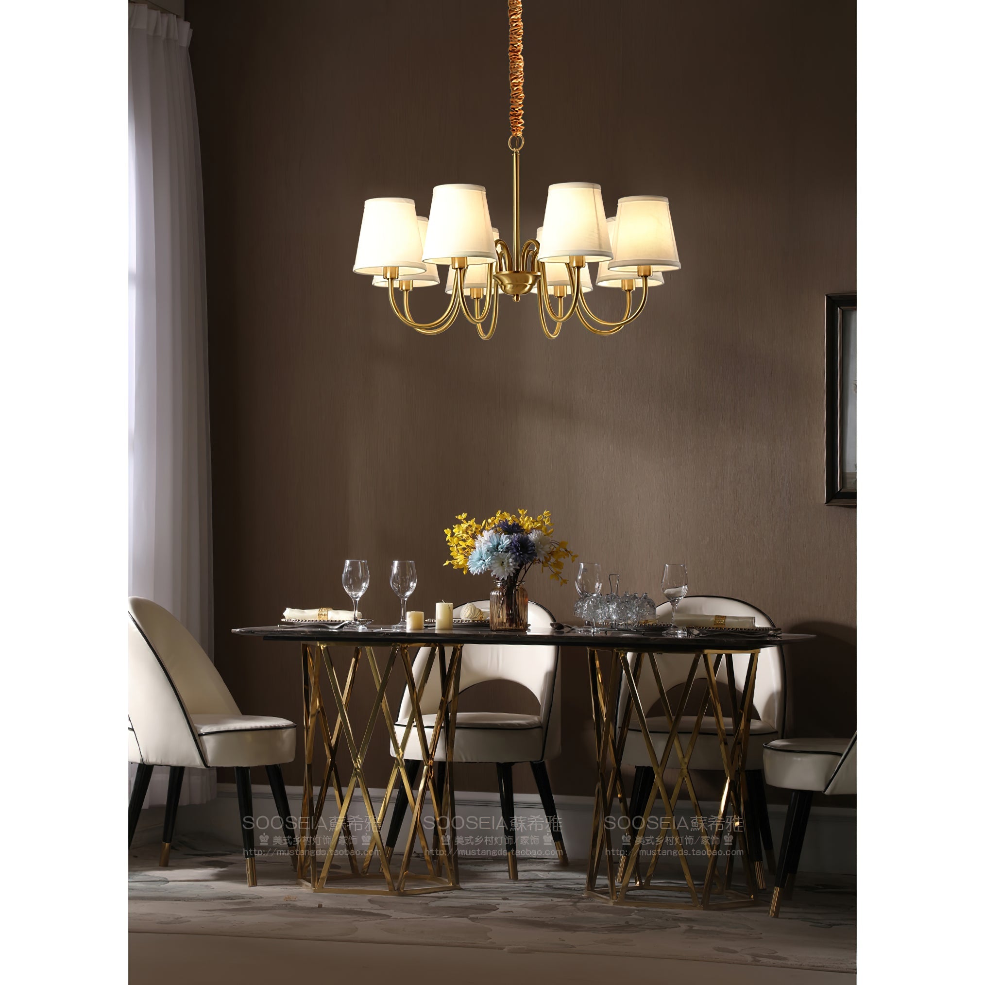 Ember Oak & Co. Aged Stacey Chandelier — Solid Brass Finish