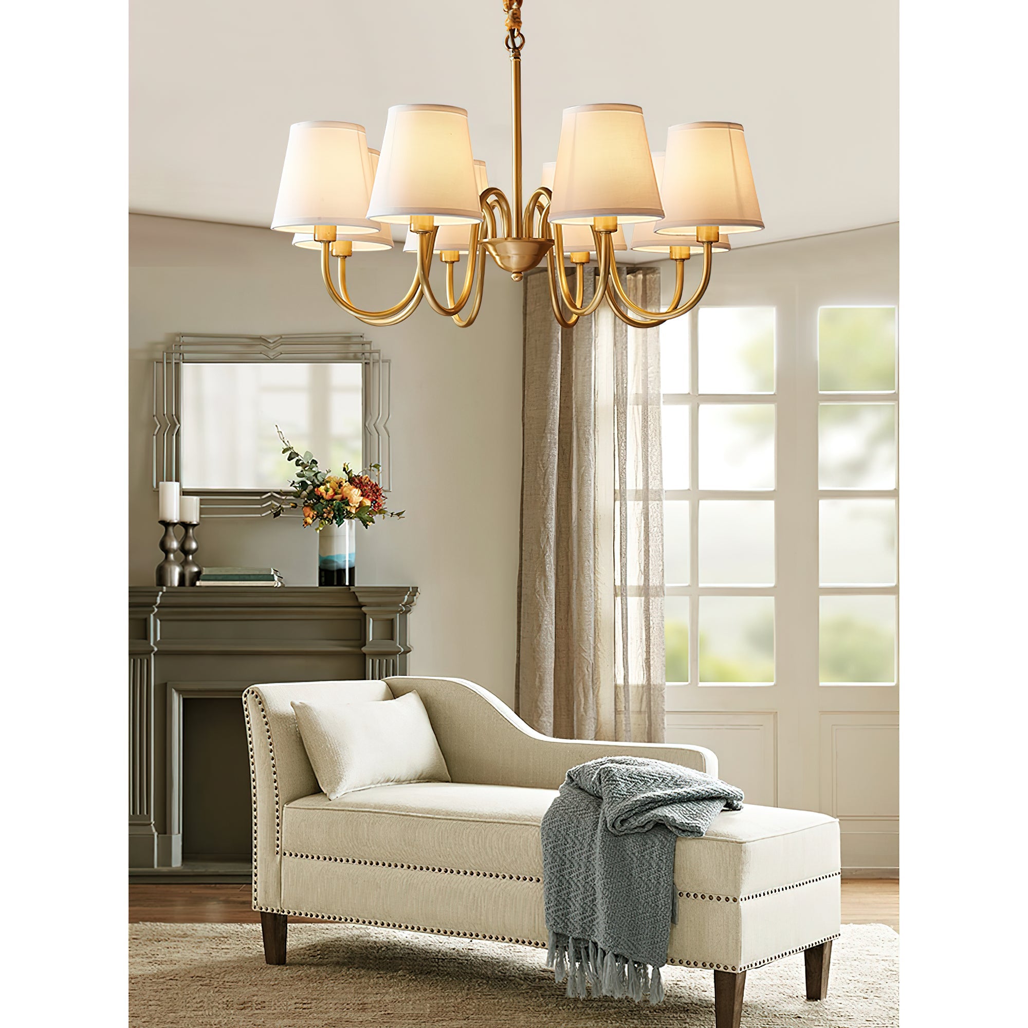 Ember Oak & Co. Aged Stacey Chandelier — Solid Brass Finish