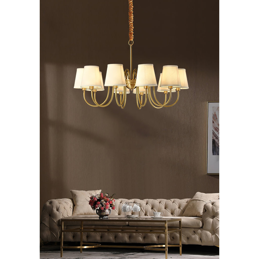 Ember Oak & Co. Aged Stacey Chandelier — Solid Brass Finish