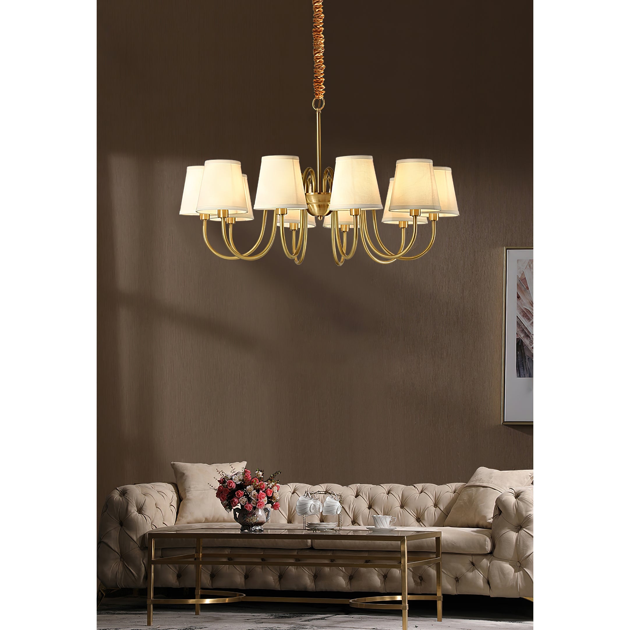 Ember Oak & Co. Aged Stacey Chandelier — Solid Brass Finish
