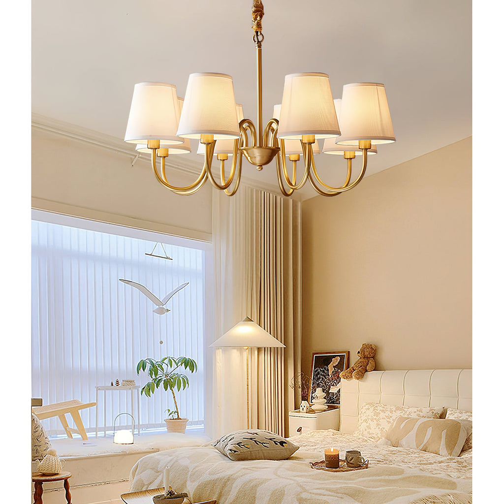 Ember Oak & Co. Aged Stacey Chandelier — Solid Brass Finish