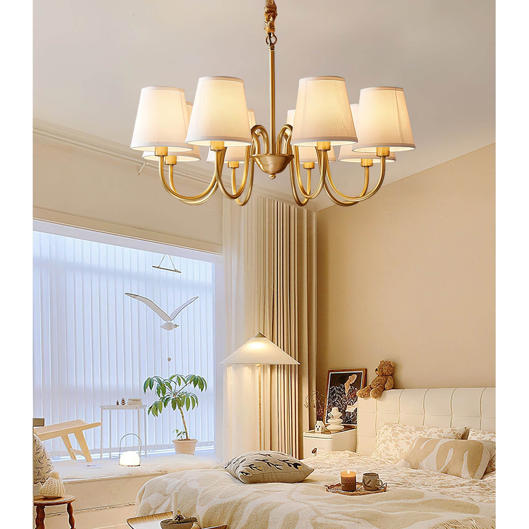 Ember Oak & Co. Aged Stacey Chandelier — Solid Brass Finish