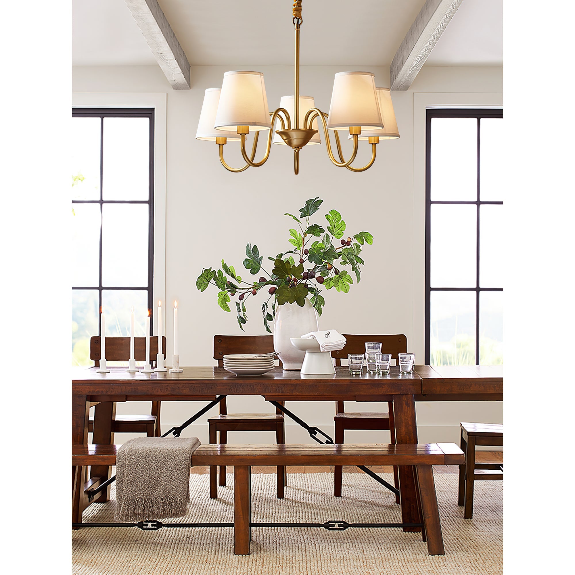 Ember Oak & Co. Aged Stacey Chandelier — Solid Brass Finish