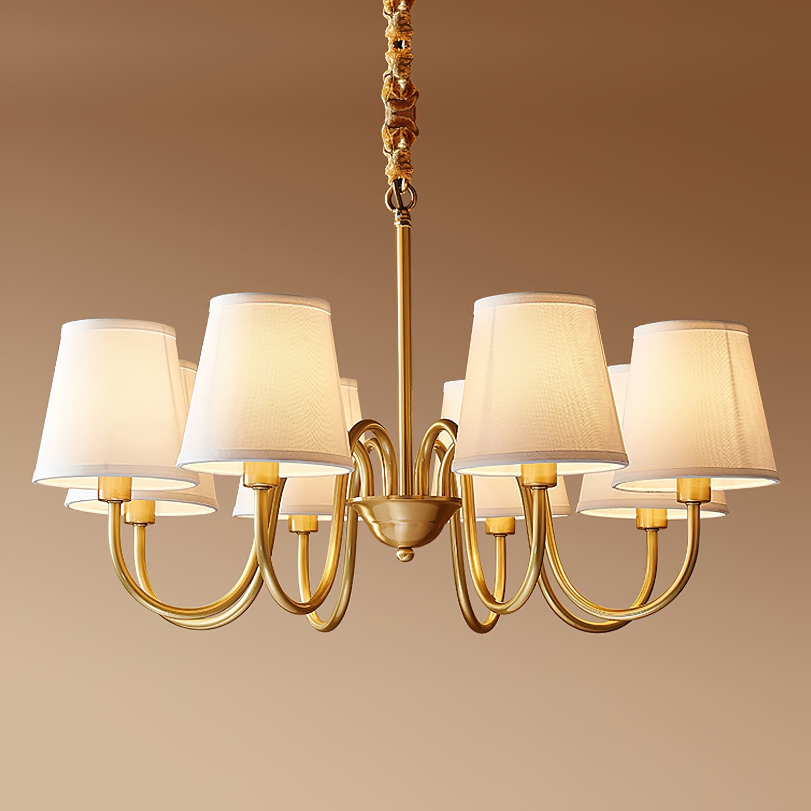 Ember Oak & Co. Aged Stacey Chandelier — Solid Brass Finish