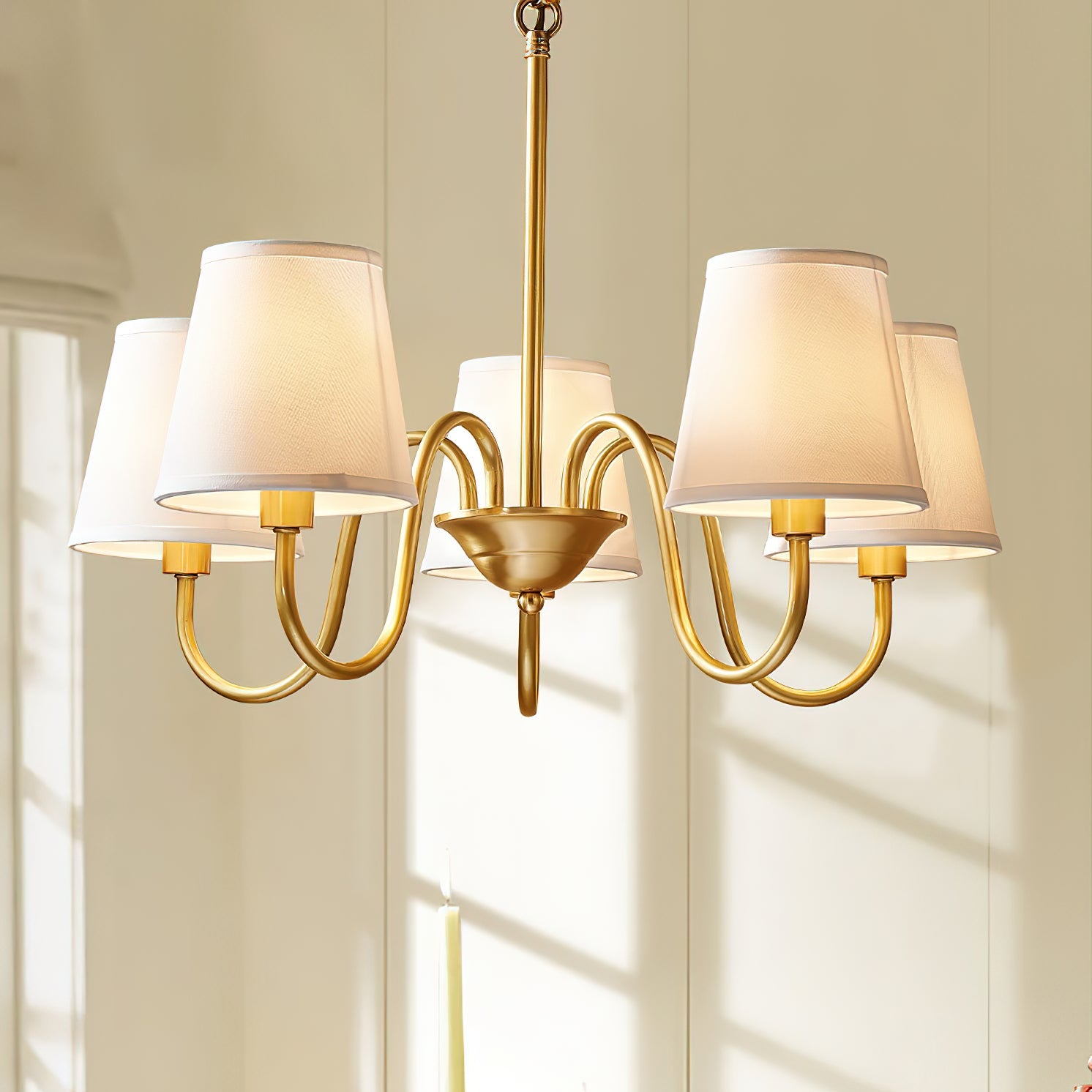 Ember Oak & Co. Aged Stacey Chandelier — Solid Brass Finish