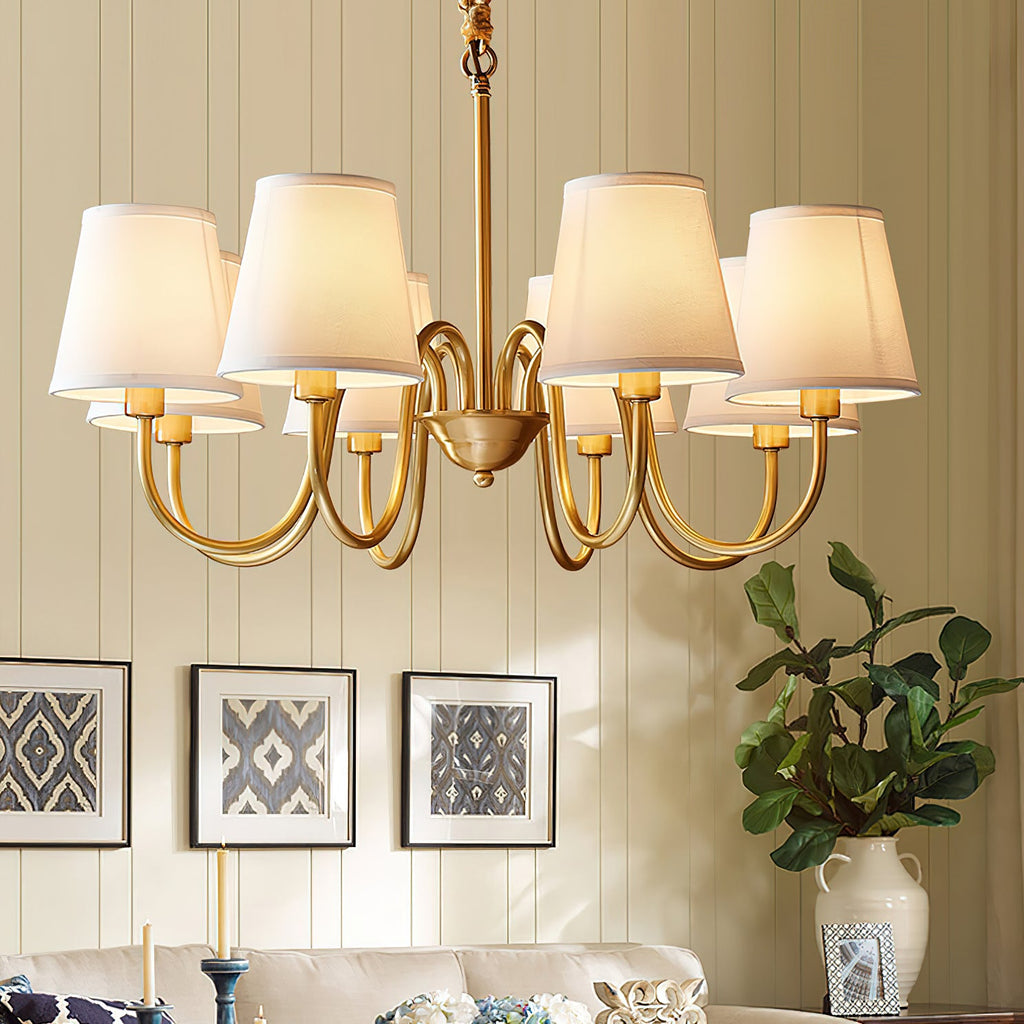 Ember Oak & Co. Aged Stacey Chandelier — Solid Brass Finish