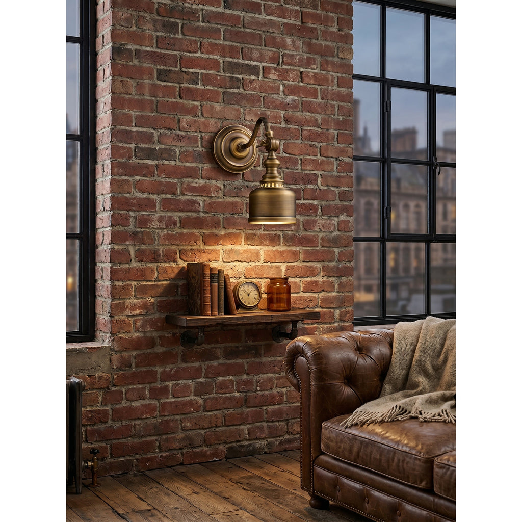 Ember Oak & Co. Addison Gooseneck Wall Lamp — Solid Brass Finish