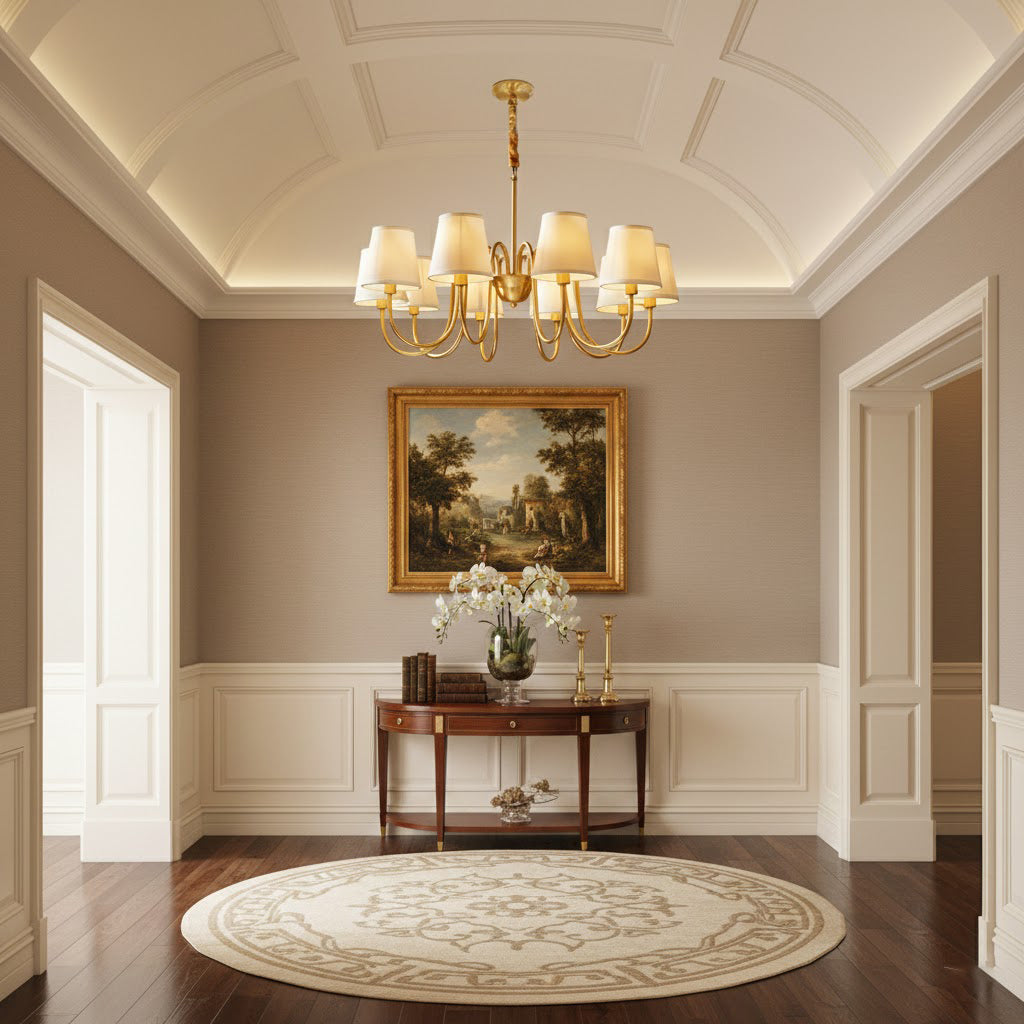 Ember Oak & Co. Aged Stacey Chandelier — Solid Brass Finish