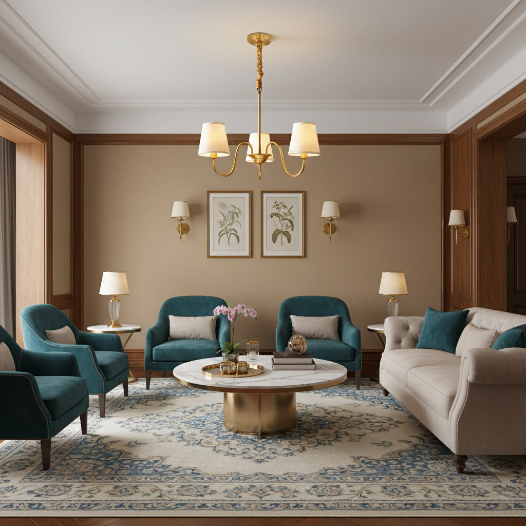 Ember Oak & Co. Aged Stacey Chandelier — Solid Brass Finish