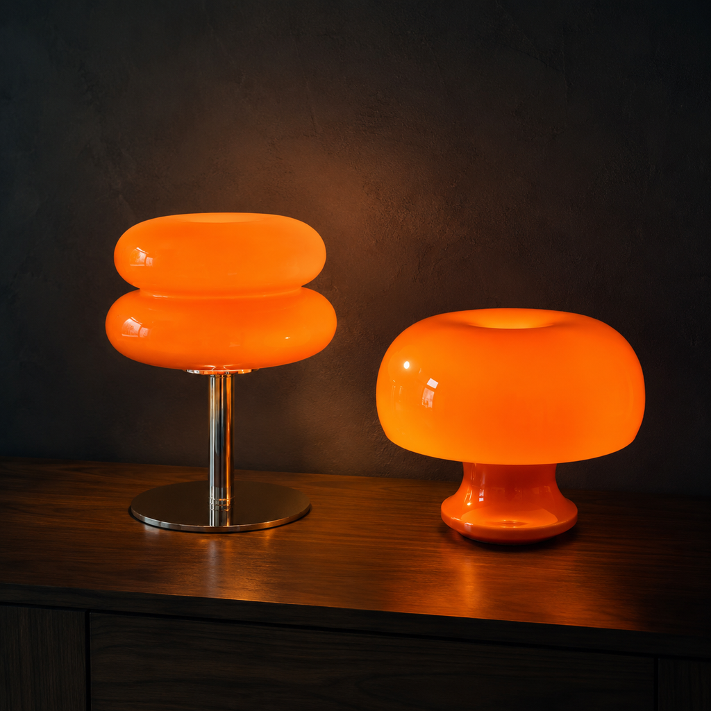 Ember Oak & Co. Amber Pair Glass Dome Table Lamp Set