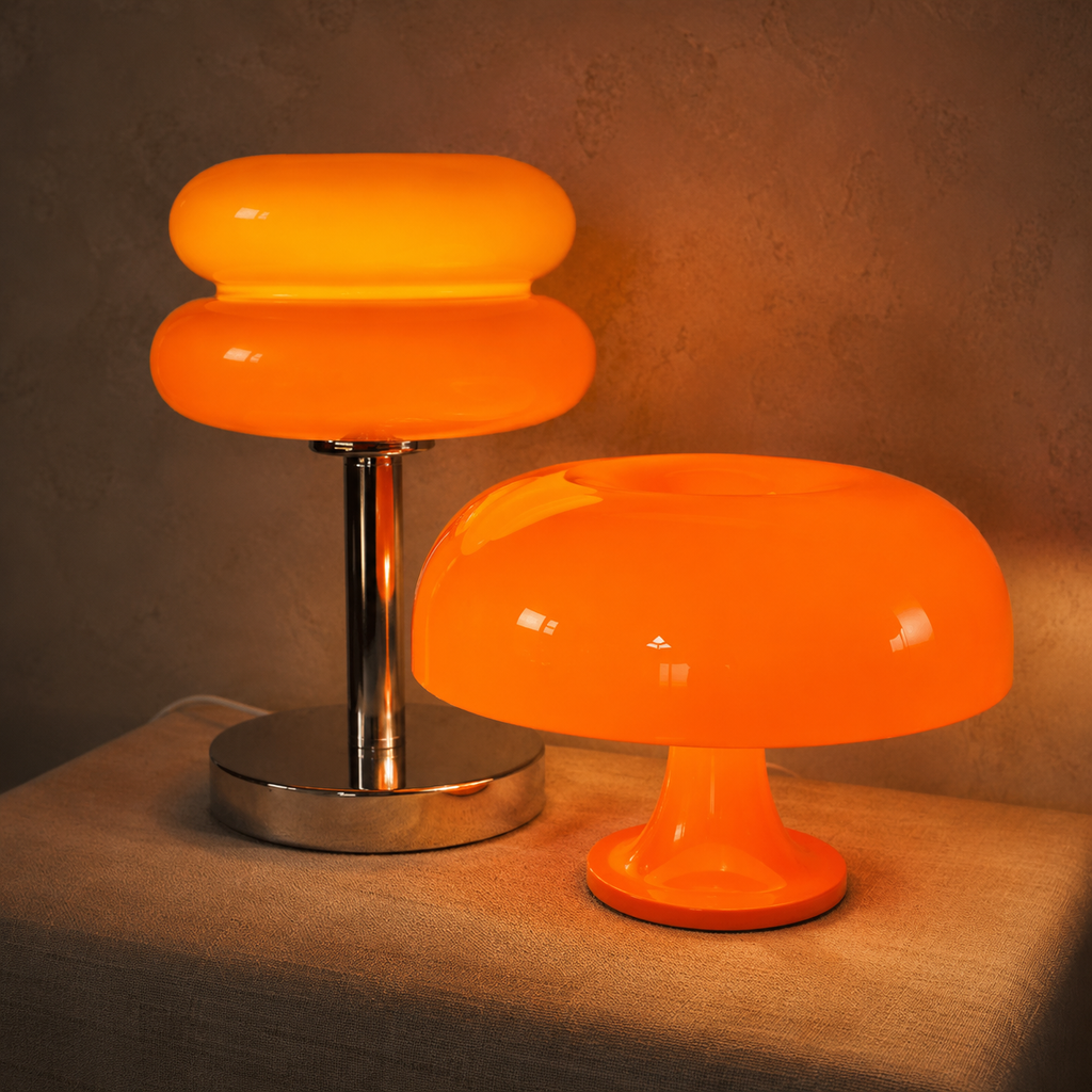 Ember Oak & Co. Amber Pair Glass Dome Table Lamp Set