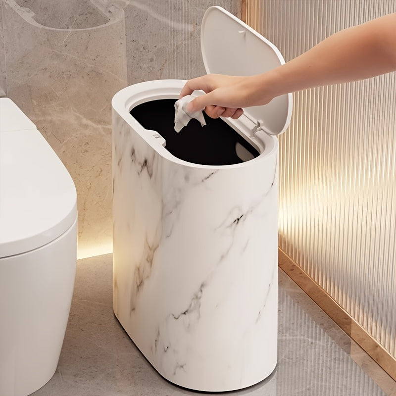 Ember Oak & Co. Marble Pattern Trash Can with Lid