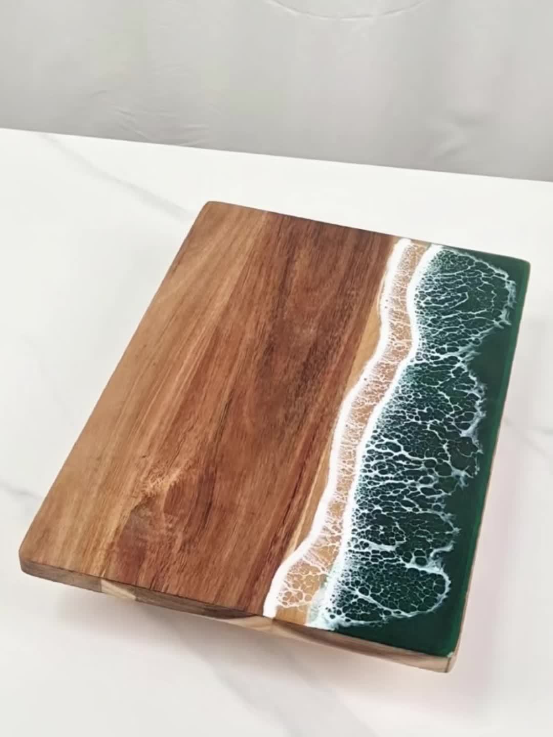 Ember Oak & Co. Wave Resin Acacia Wood Cutting & Serving Board