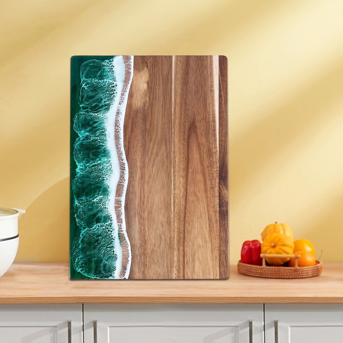 Ember Oak & Co. Wave Resin Acacia Wood Cutting & Serving Board