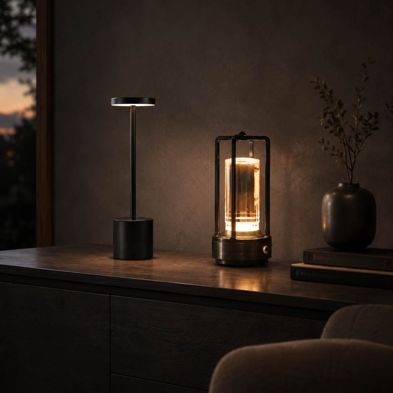 Ember Oak & Co. The Evening Set Cordless Table Lamp Pair