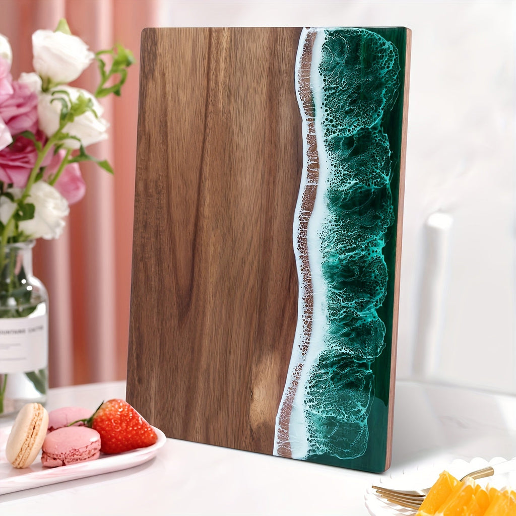 Ember Oak & Co. Wave Resin Acacia Wood Cutting & Serving Board