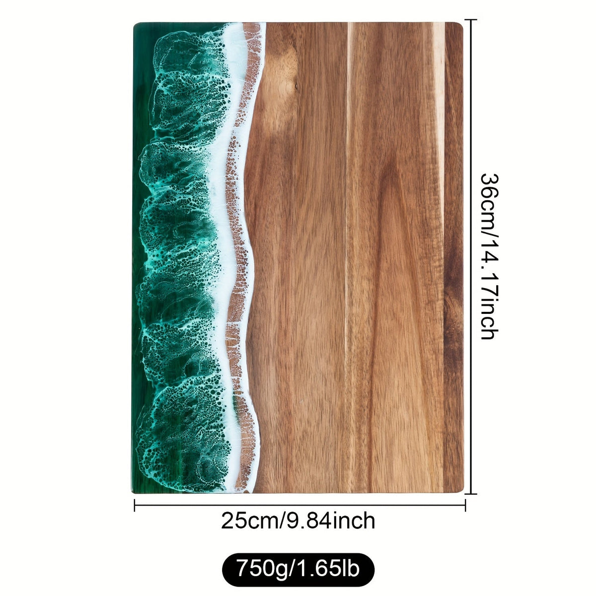Ember Oak & Co. Wave Resin Acacia Wood Cutting & Serving Board