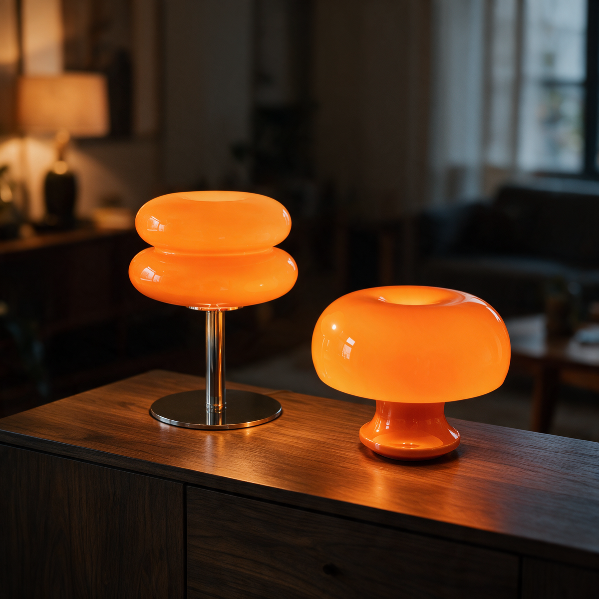 The Amber Pair Dome Table Lamp Set - lifestyle