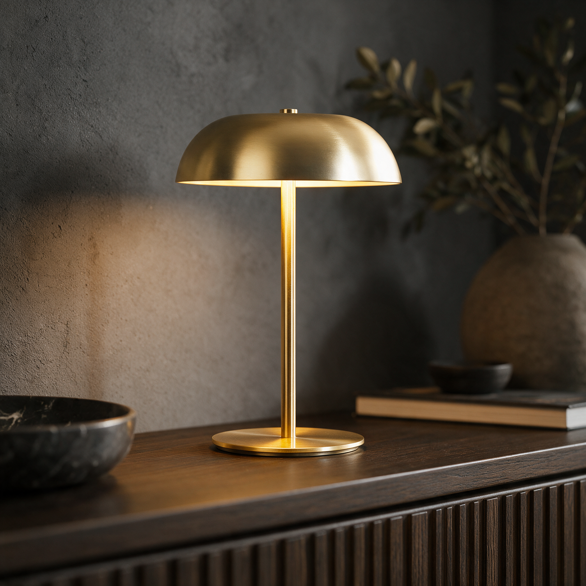 Sol Brushed Metal Cordless Table Lamp - lifestyle