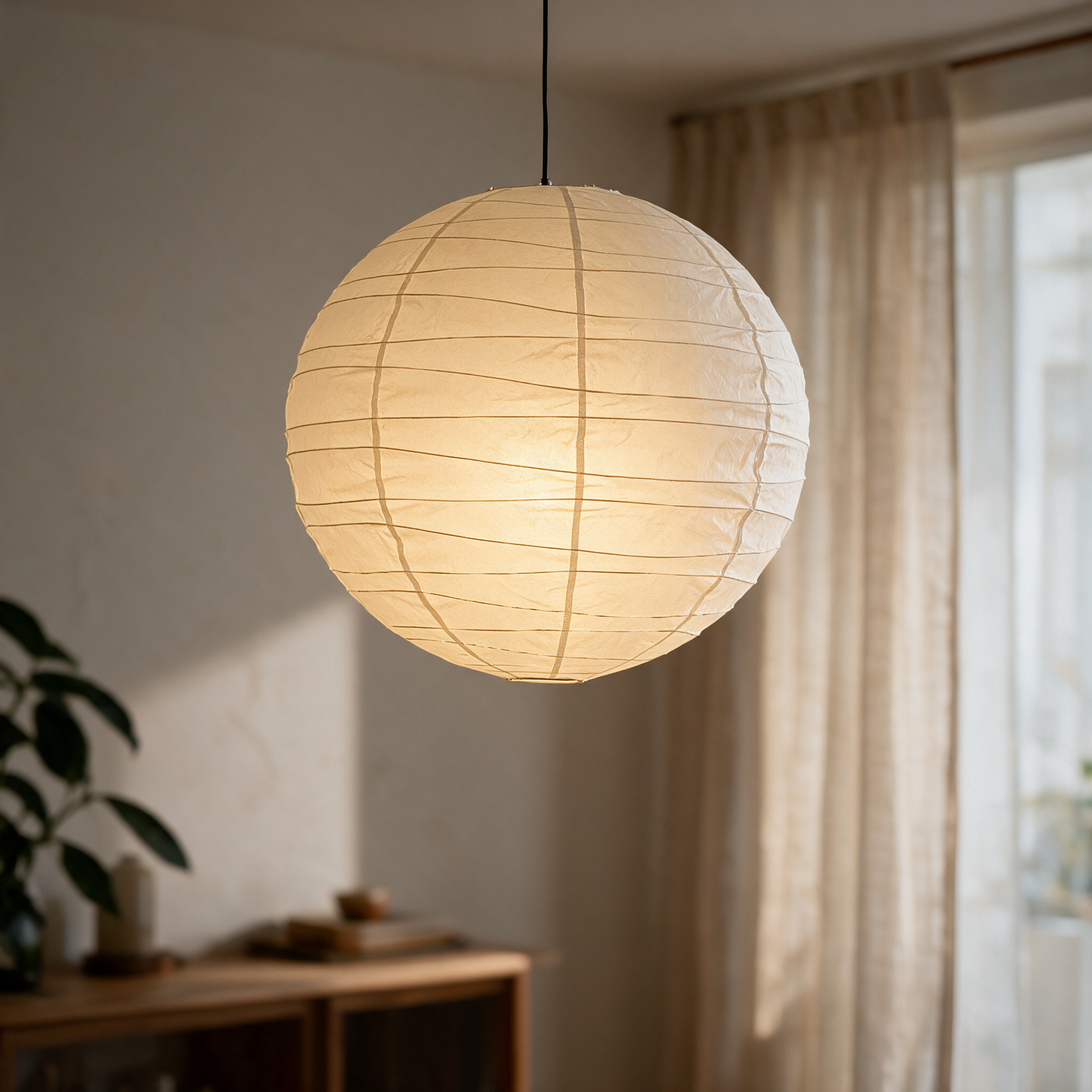 Kumo Japanese Paper Pendant Light - lifestyle