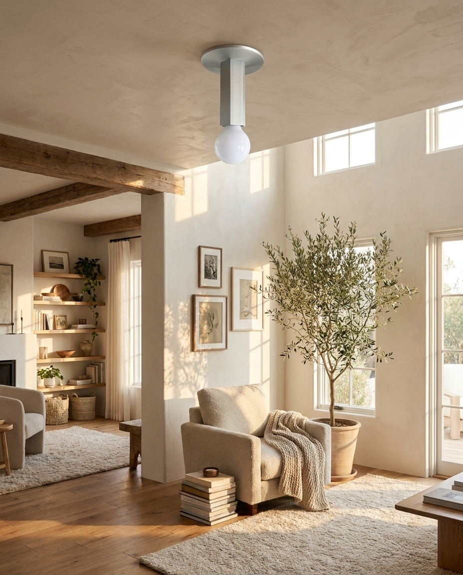 Adams Flush Mount Ceiling Lamp — Aluminum Design — lifestyle photo