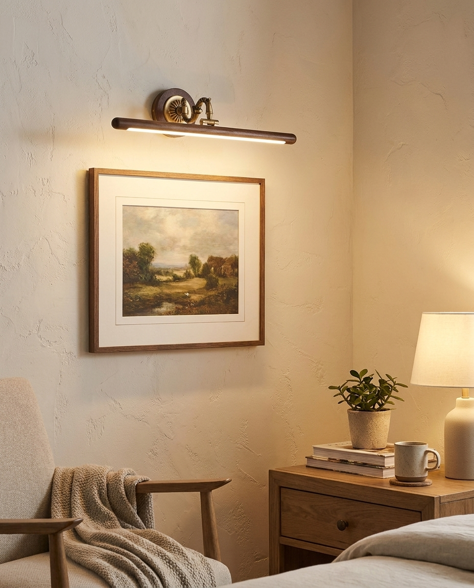 Adjustable Picture Wall Lamp — Solid Brass Finish — lifestyle photo
