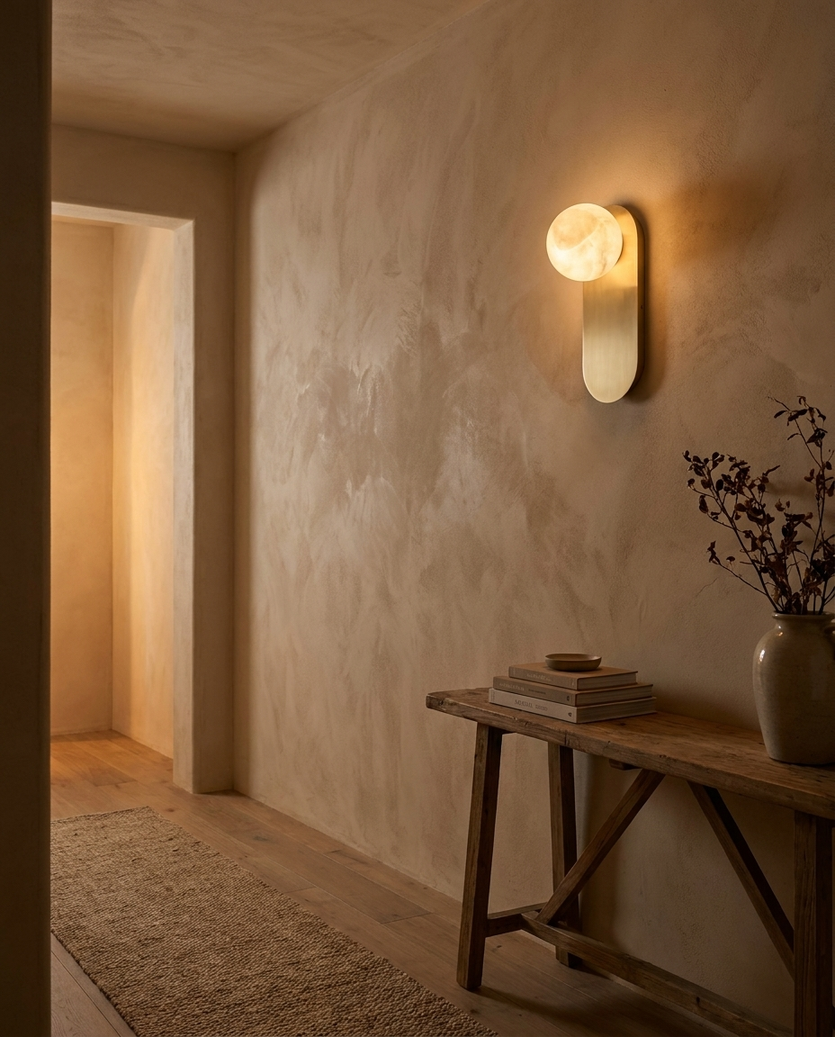 Adrion Alabaster Wall Lamp — Natural Alabaster Stone — lifestyle photo