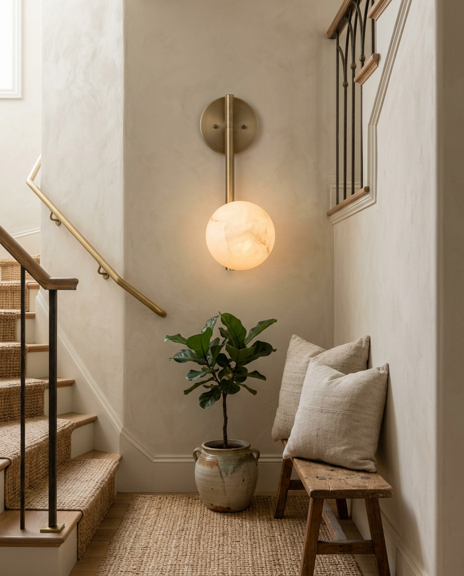 Adrion Wall Lamp — Natural Alabaster Stone — lifestyle photo