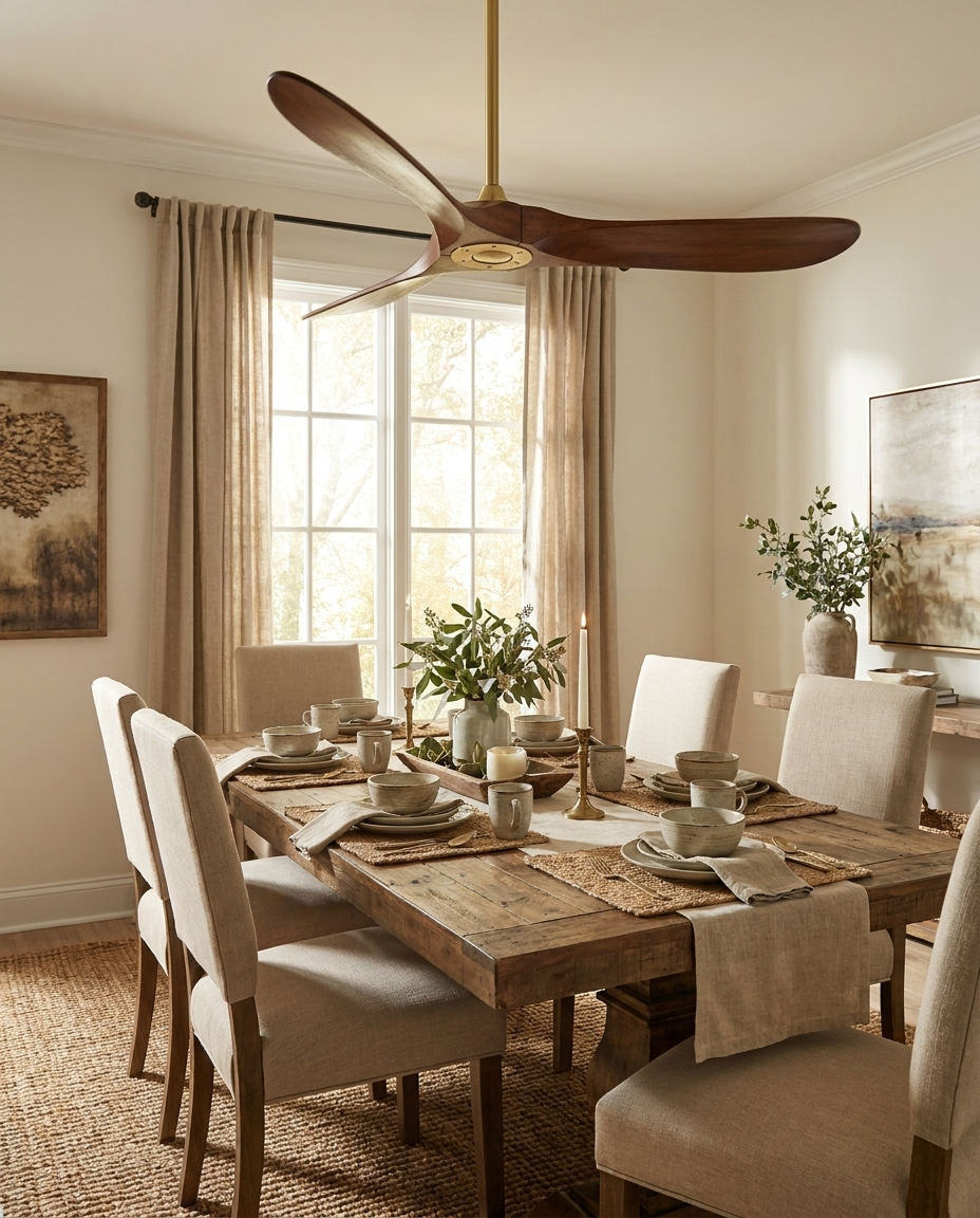 Aero Breeze Ceiling Fan — Solid Brass Finish — lifestyle photo