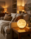 Alabaster Ball Table Lamp — Natural Alabaster Stone — lifestyle photo