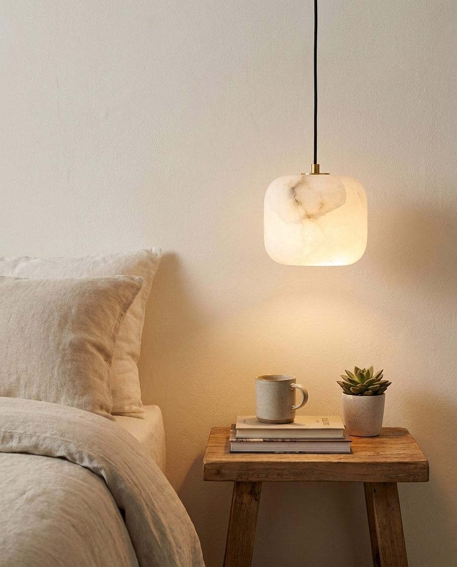 Alabaster Bedside Pendant Light — lifestyle photo