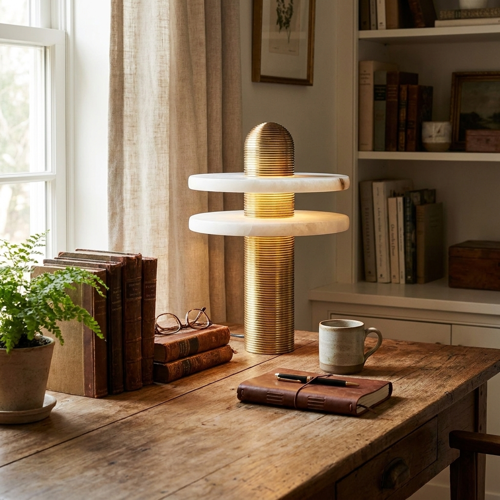 Alabaster Comet Table Lamp - lifestyle