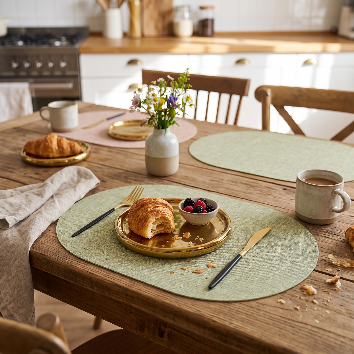 LinoMat Oval Faux Leather Placemats - lifestyle